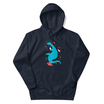 an astronaut dinosaur on space, drinking bubble tea | Unisex Hoodie