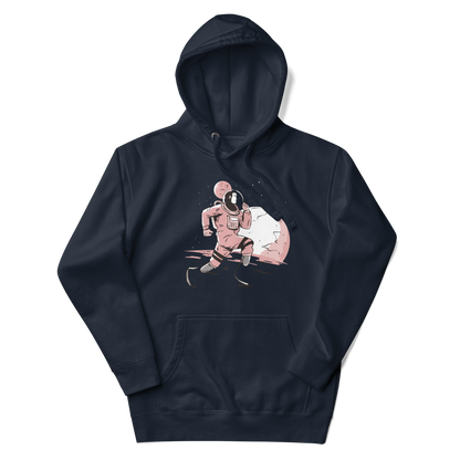 a disabled astronaut running on the moon | Unisex Hoodie