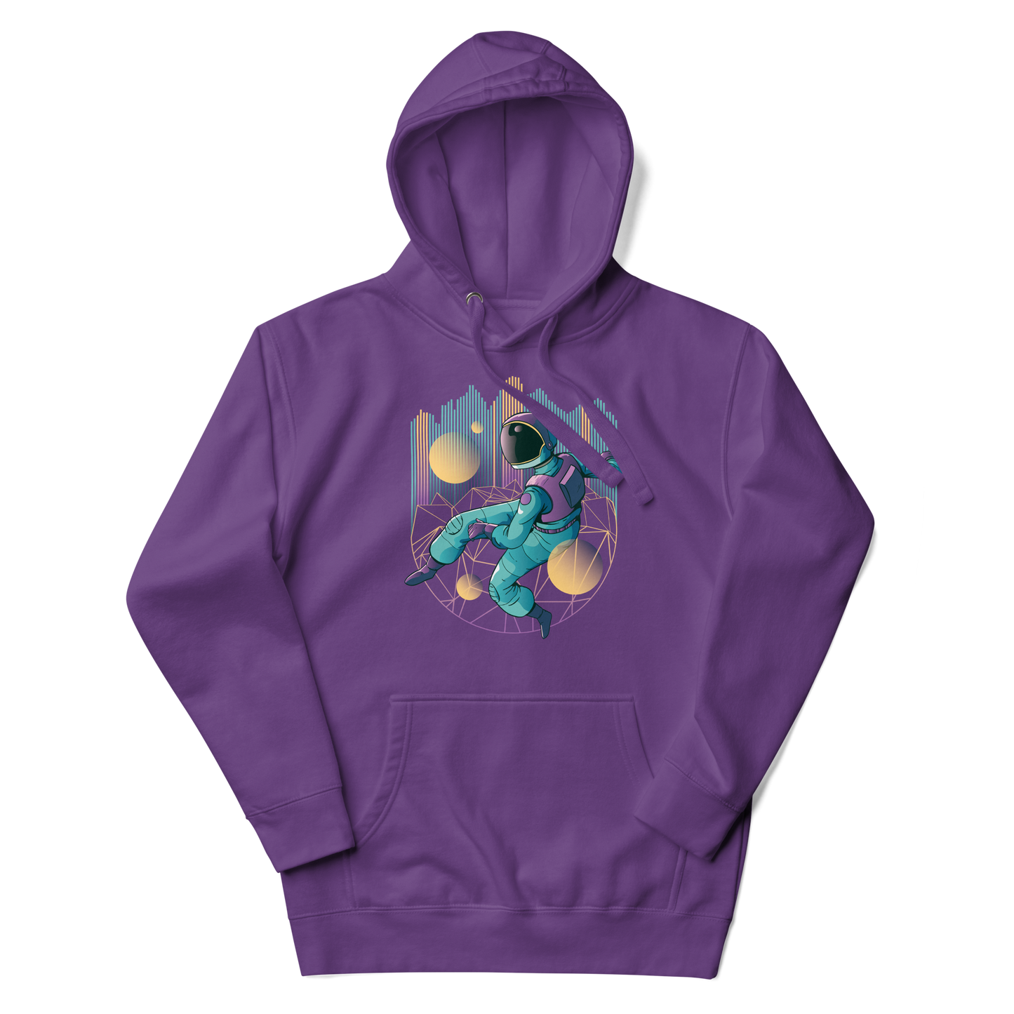 an astronaut over geometric shapes | Unisex Hoodie