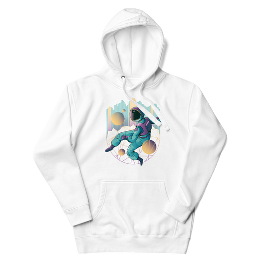 an astronaut over geometric shapes | Unisex Hoodie