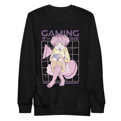 Pink hair anime gamer girl | Unisex Premium Sweatshirt - F&B