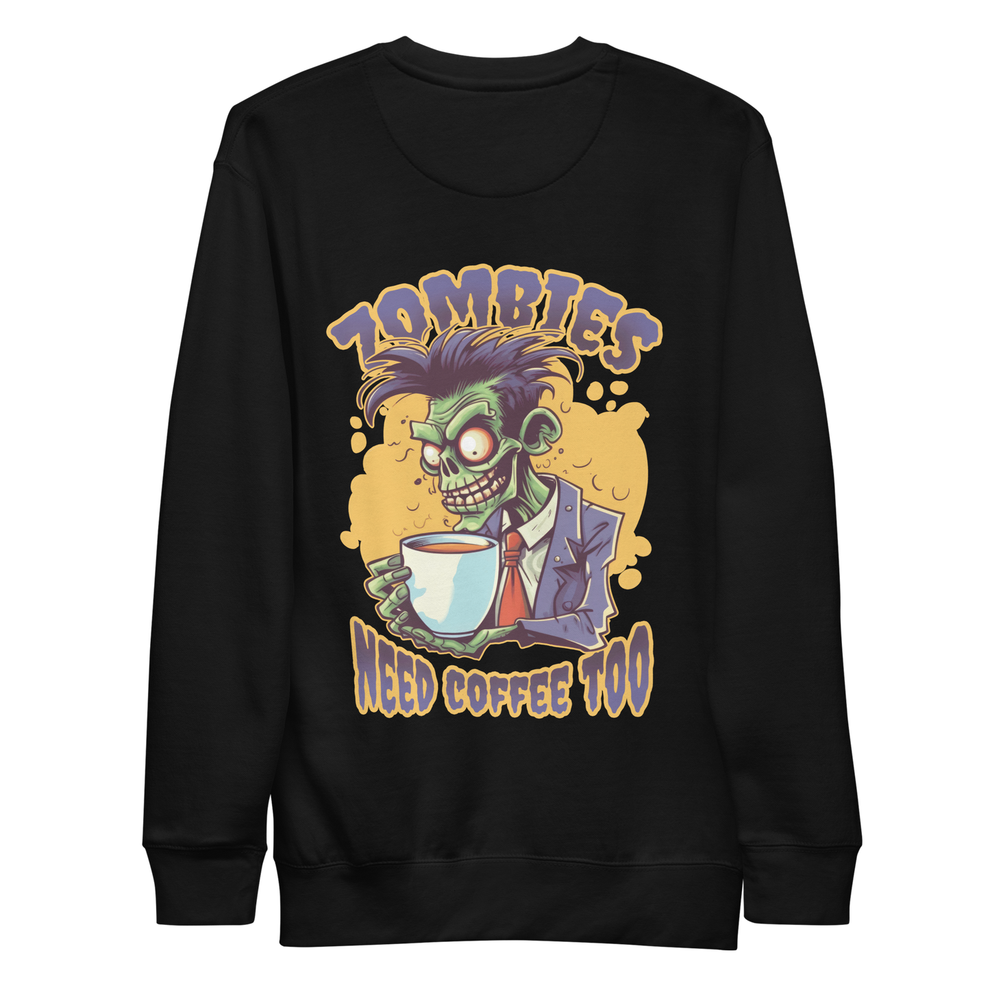 Zombie drinking coffee | Unisex Premium Sweatshirt - F&B