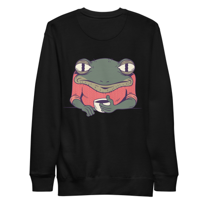 Sleepy grumpy frog morning coffee Sleepy | Unisex Premium Sweatshirt - F&B