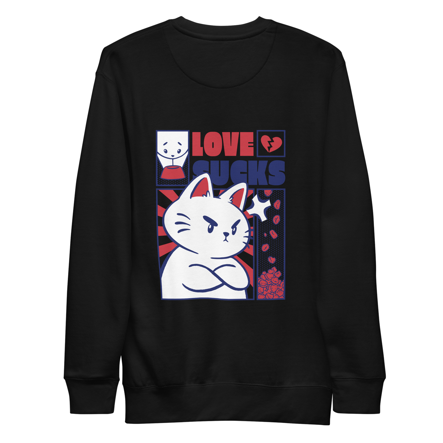 Angry cat anti valentines day | Unisex Premium Sweatshirt - F&B