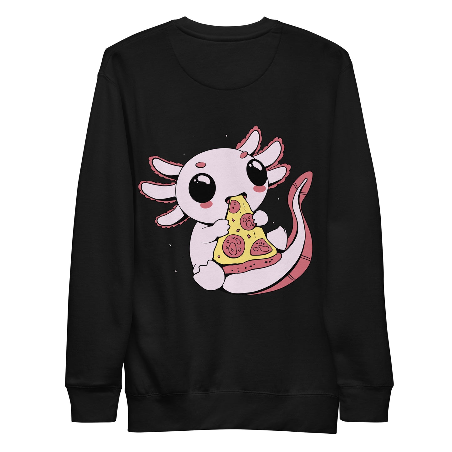 Cute axolotl eating pizza | Unisex Premium Sweatshirt - F&B