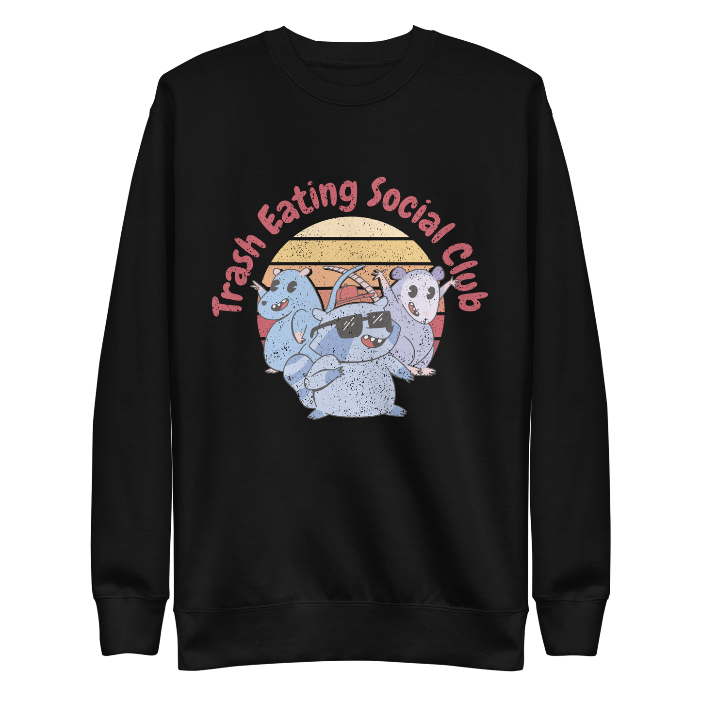 Trash eating animals cartoon | Unisex Premium Sweatshirt