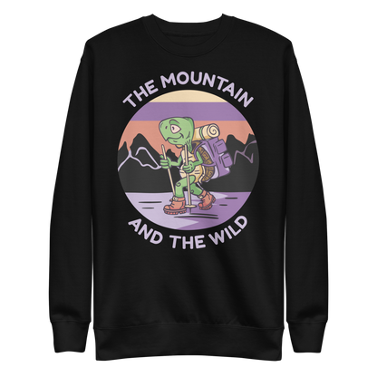 Turtle cartoon animal hiking | Unisex Premium Sweatshirt