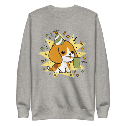 Cute celebrating beagle dog | Unisex Premium Sweatshirt