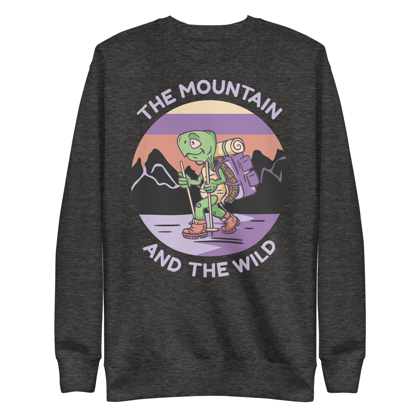 Turtle cartoon animal hiking | Unisex Premium Sweatshirt