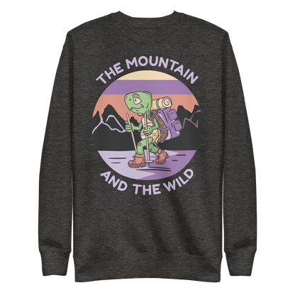 Turtle cartoon animal hiking | Unisex Premium Sweatshirt