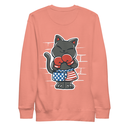 USA boxer cat | Unisex Premium Sweatshirt - F&B
