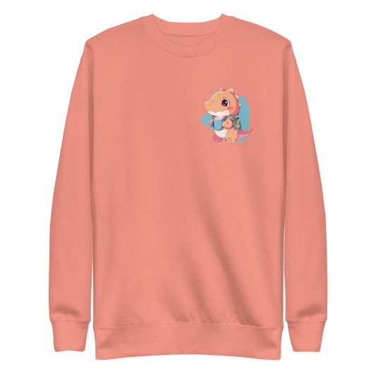 Cute dinosaur with coffee | Unisex Premium Sweatshirt - F&B