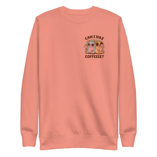 Funny coffee cat cartoons | Unisex Premium Sweatshirt - F&B