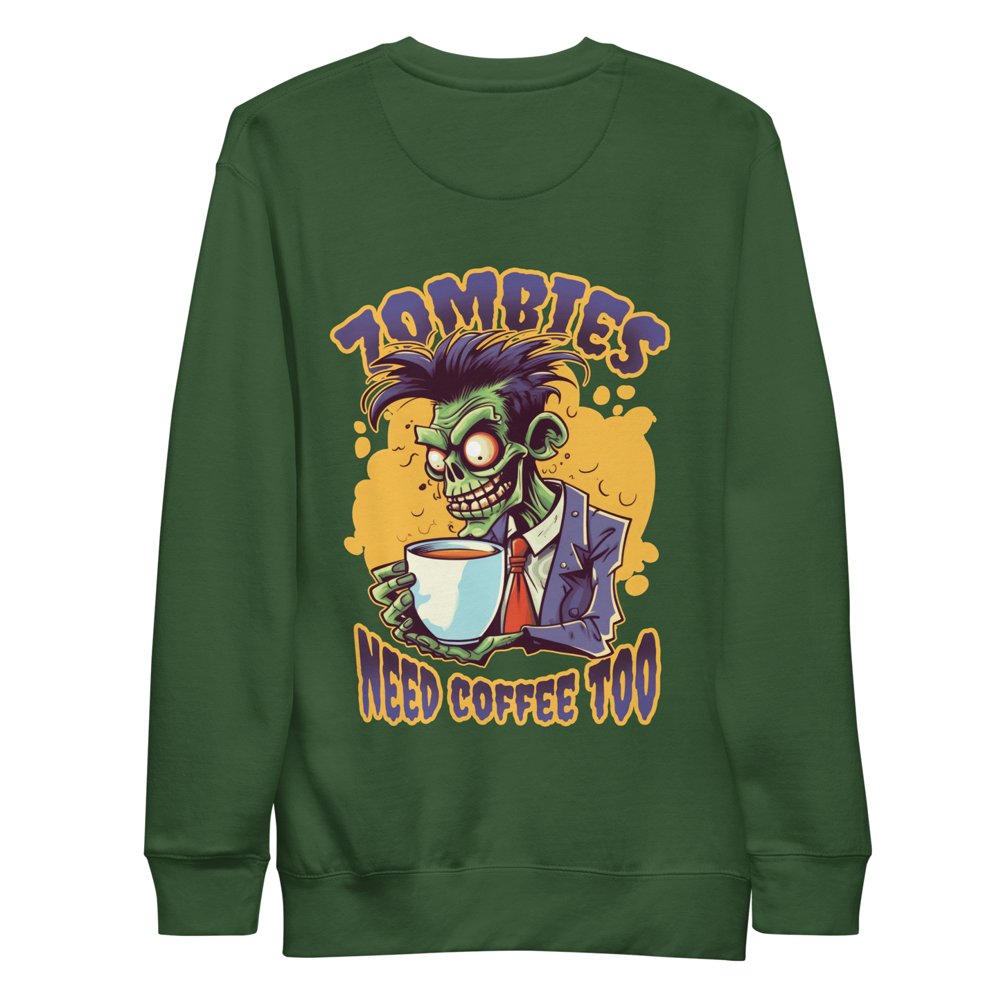 Zombie drinking coffee | Unisex Premium Sweatshirt - F&B