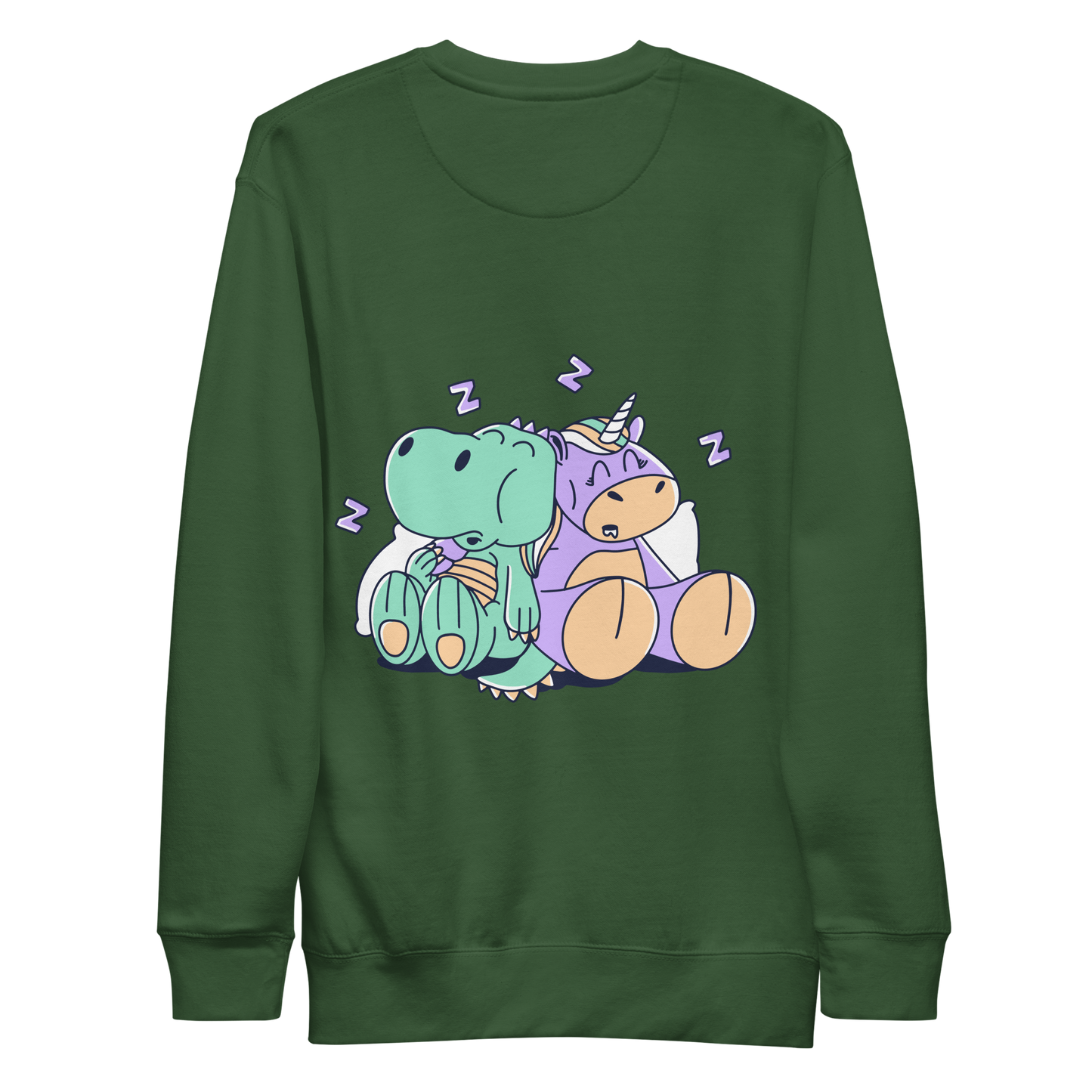 Unicorn and t-rex sleeping | Unisex Premium Sweatshirt