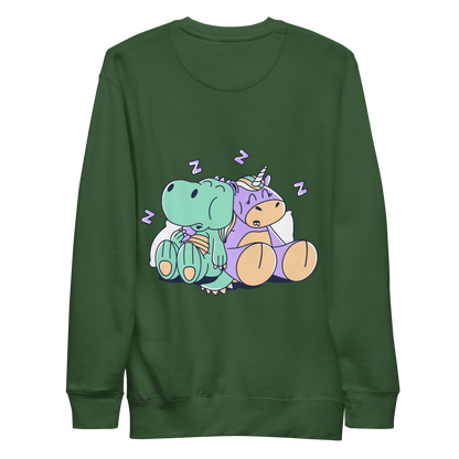 Unicorn and t-rex sleeping | Unisex Premium Sweatshirt