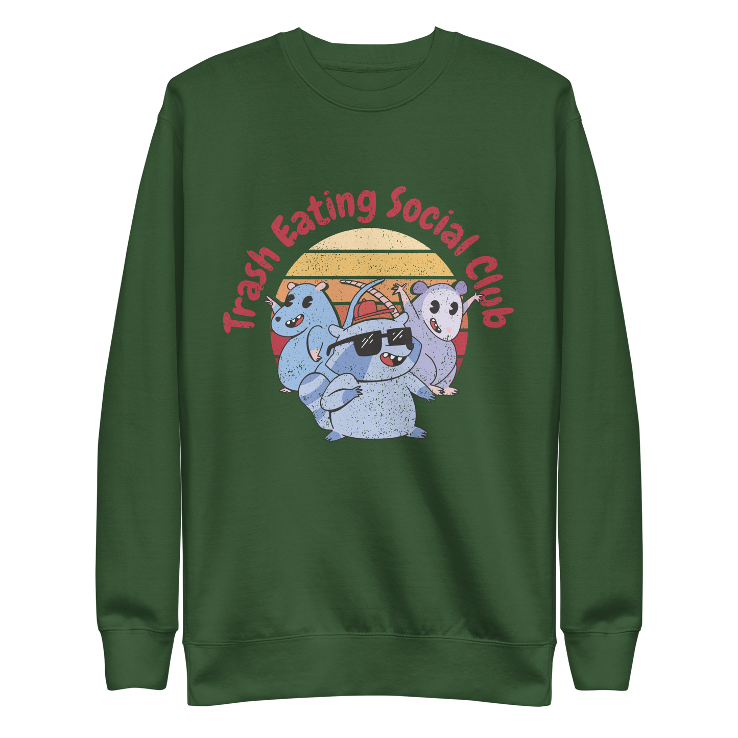 Trash eating animals cartoon | Unisex Premium Sweatshirt