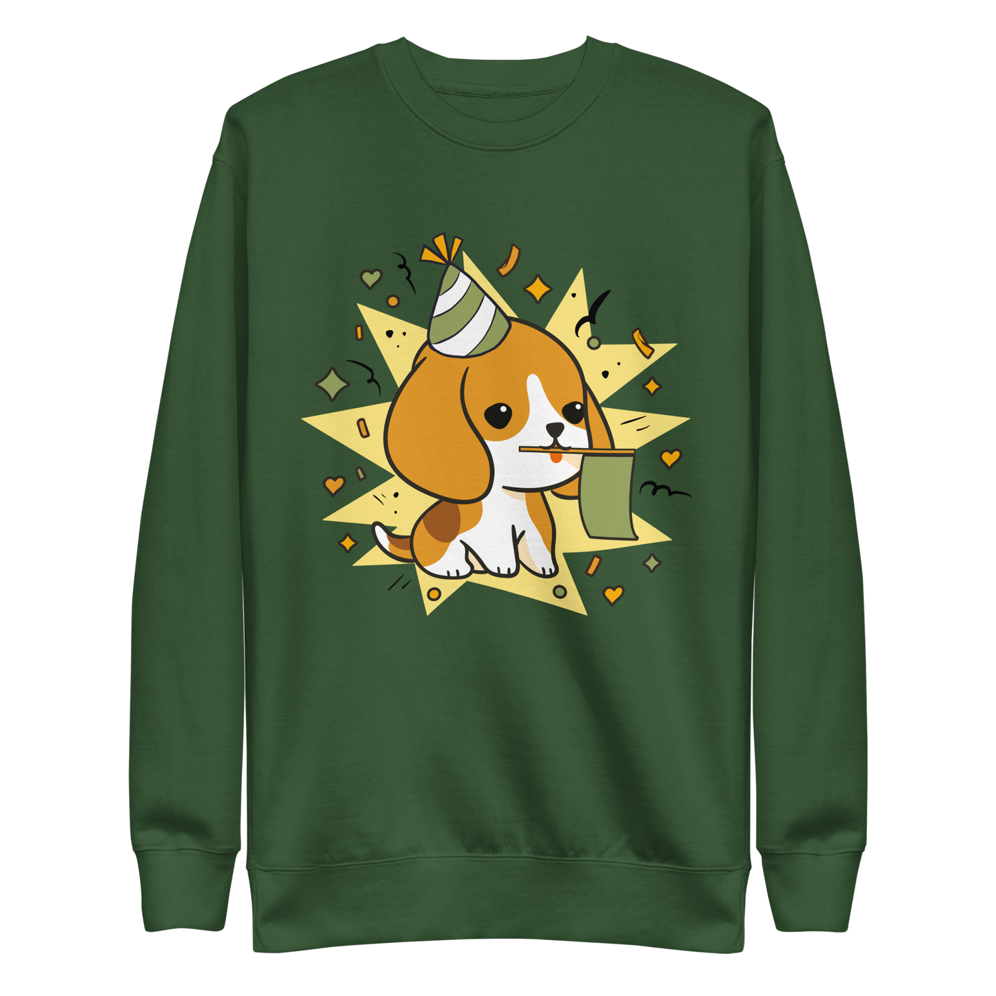 Cute celebrating beagle dog | Unisex Premium Sweatshirt