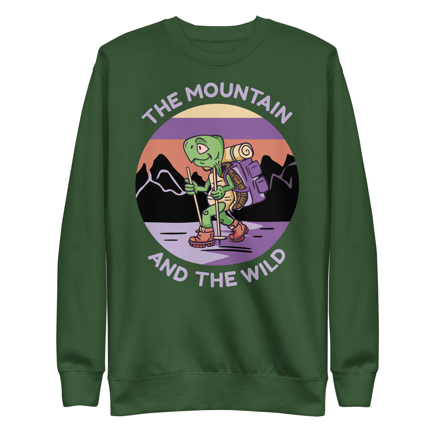 Turtle cartoon animal hiking | Unisex Premium Sweatshirt