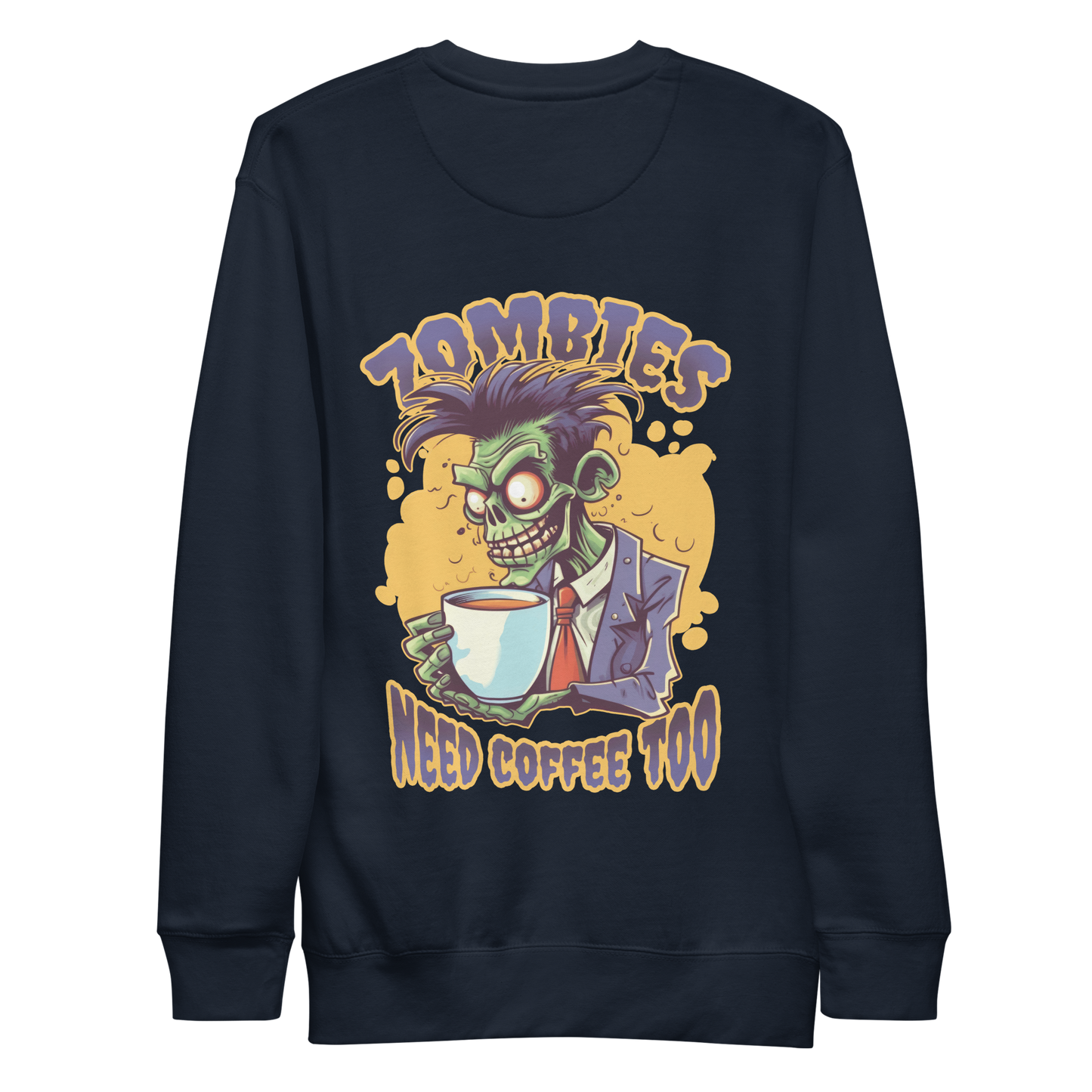 Zombie drinking coffee | Unisex Premium Sweatshirt - F&B