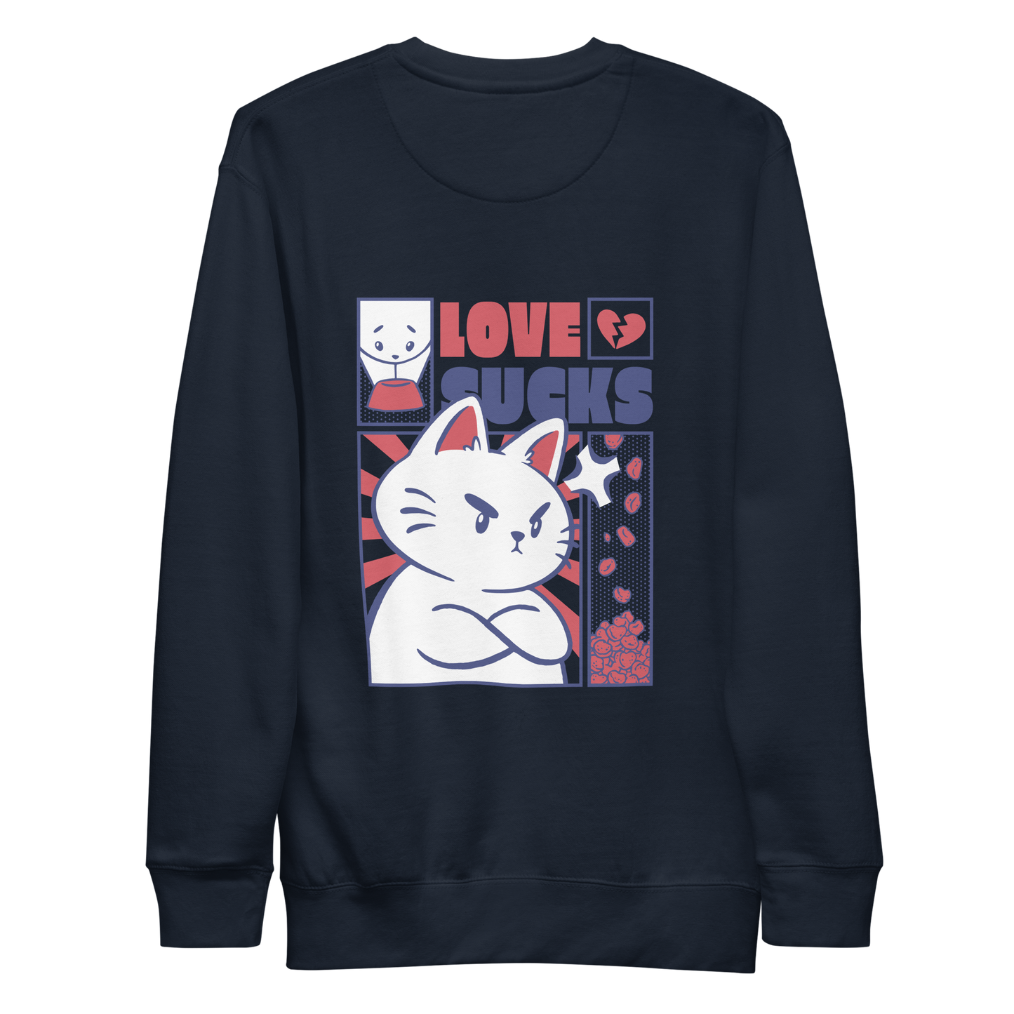 Angry cat anti valentines day | Unisex Premium Sweatshirt - F&B