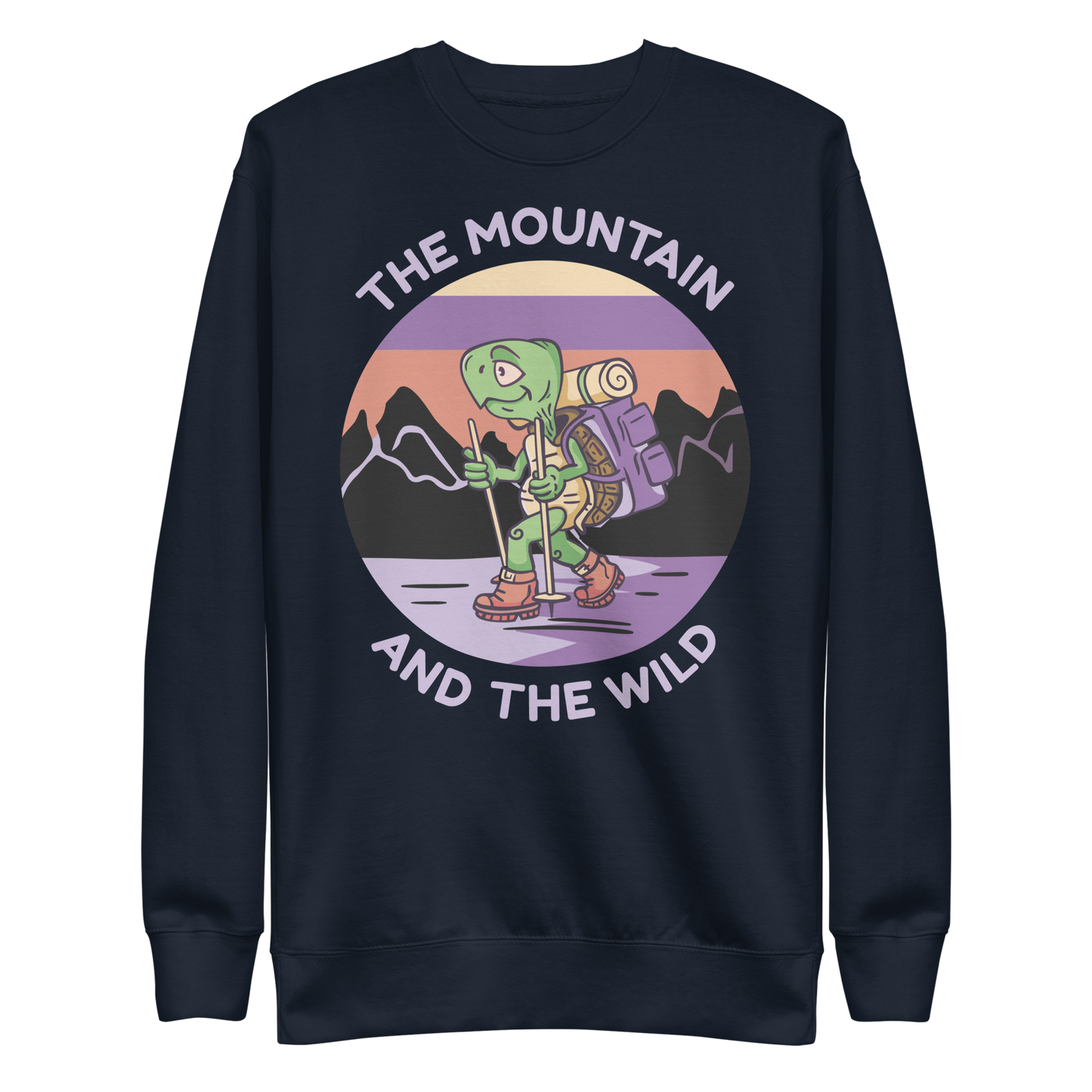 Turtle cartoon animal hiking | Unisex Premium Sweatshirt