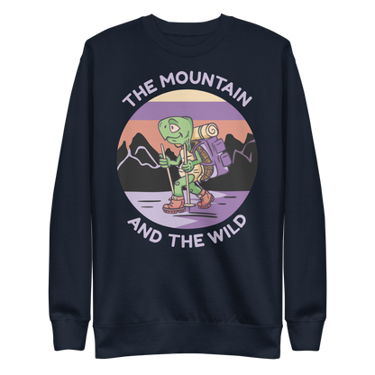 Turtle cartoon animal hiking | Unisex Premium Sweatshirt