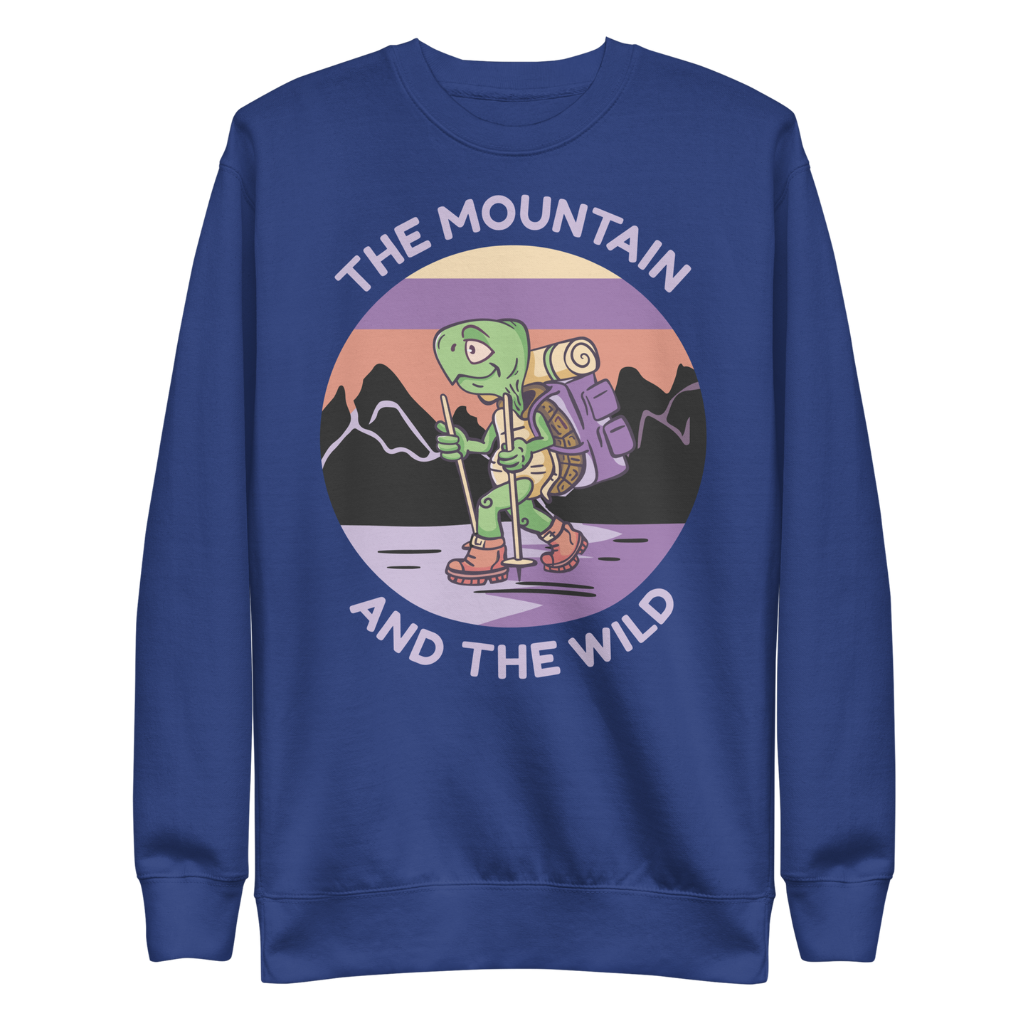 Turtle cartoon animal hiking | Unisex Premium Sweatshirt