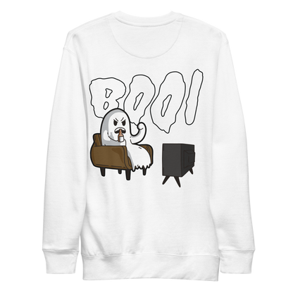 Funny boo ghost watching tv | Unisex Premium Sweatshirt - F&B