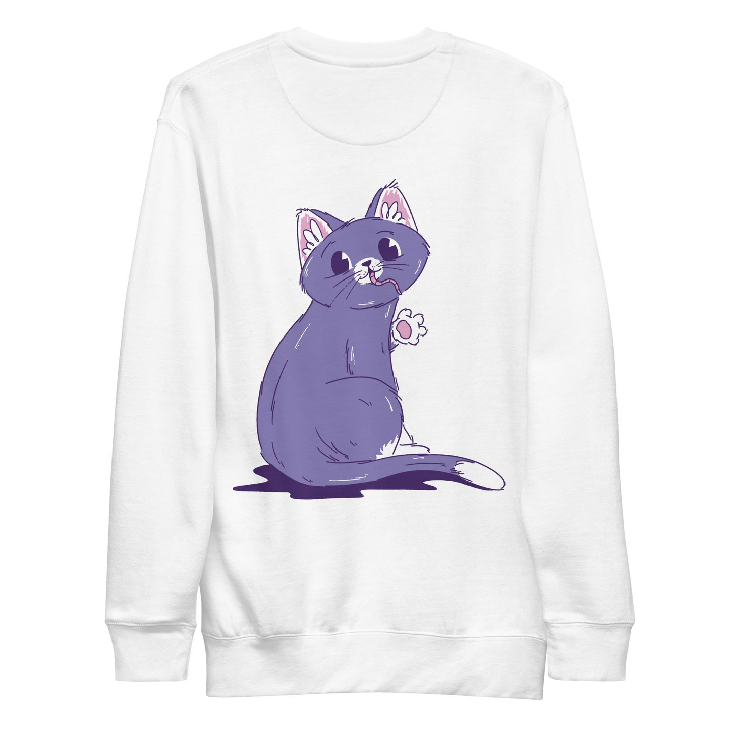 Purple cat eating mouse | Unisex Premium Sweatshirt - F&B