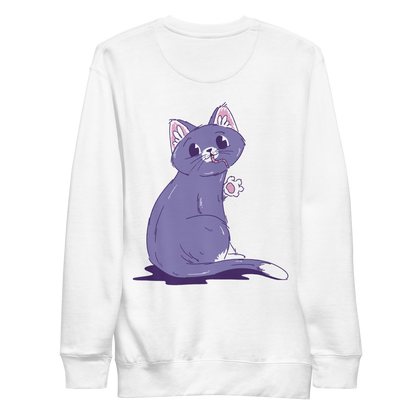 Purple cat eating mouse | Unisex Premium Sweatshirt - F&B