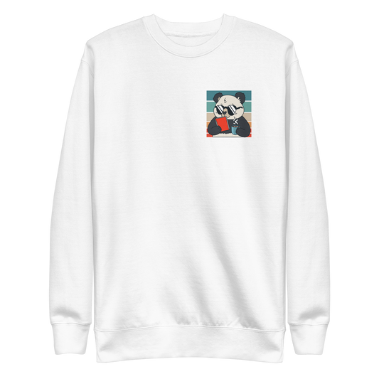 Panda drinking coffee retro | Unisex Premium Sweatshirt - F&B