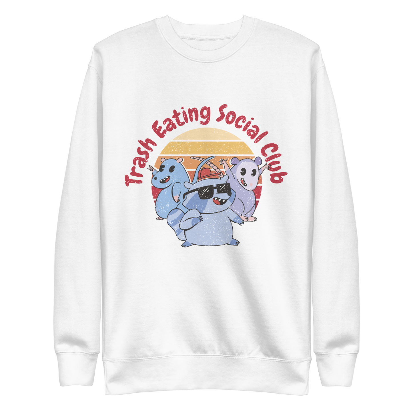 Trash eating animals cartoon | Unisex Premium Sweatshirt