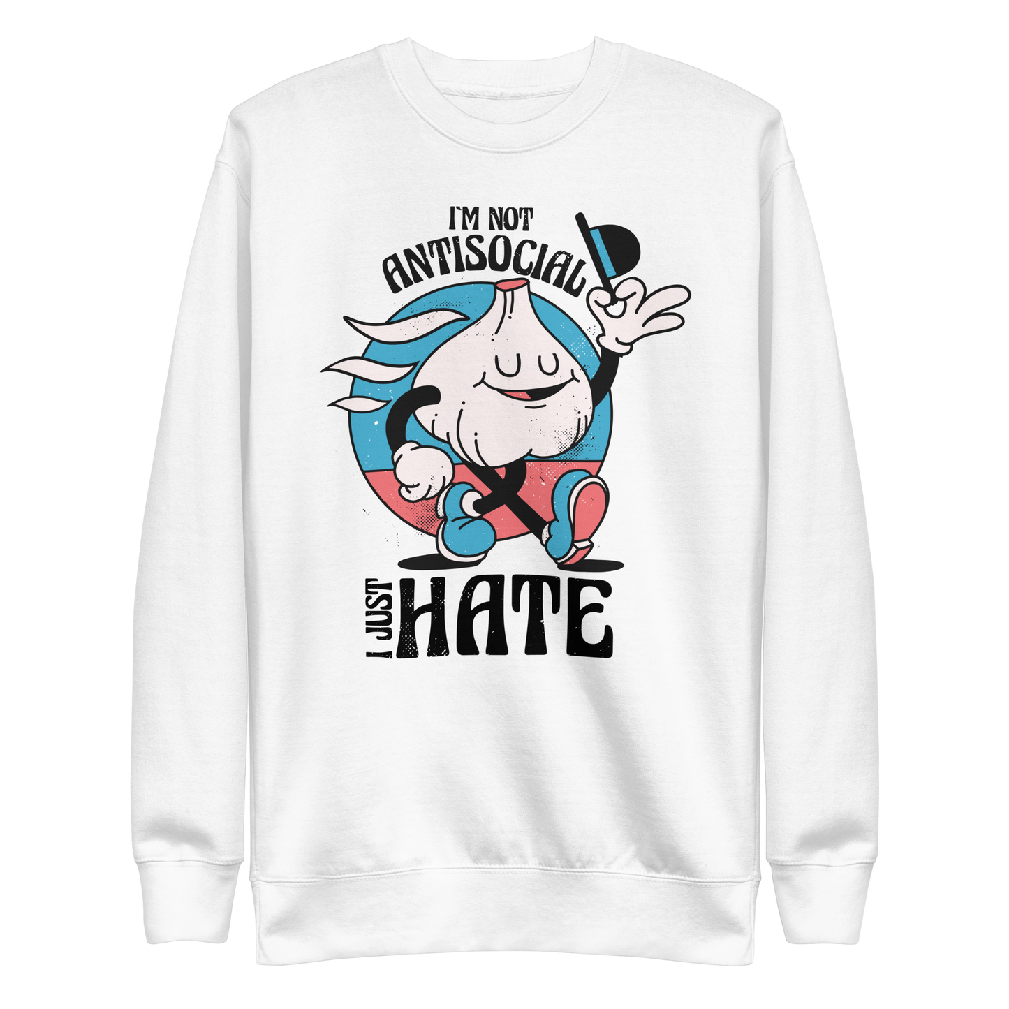 Antisocial onion retro cartoon | Unisex Premium Sweatshirt