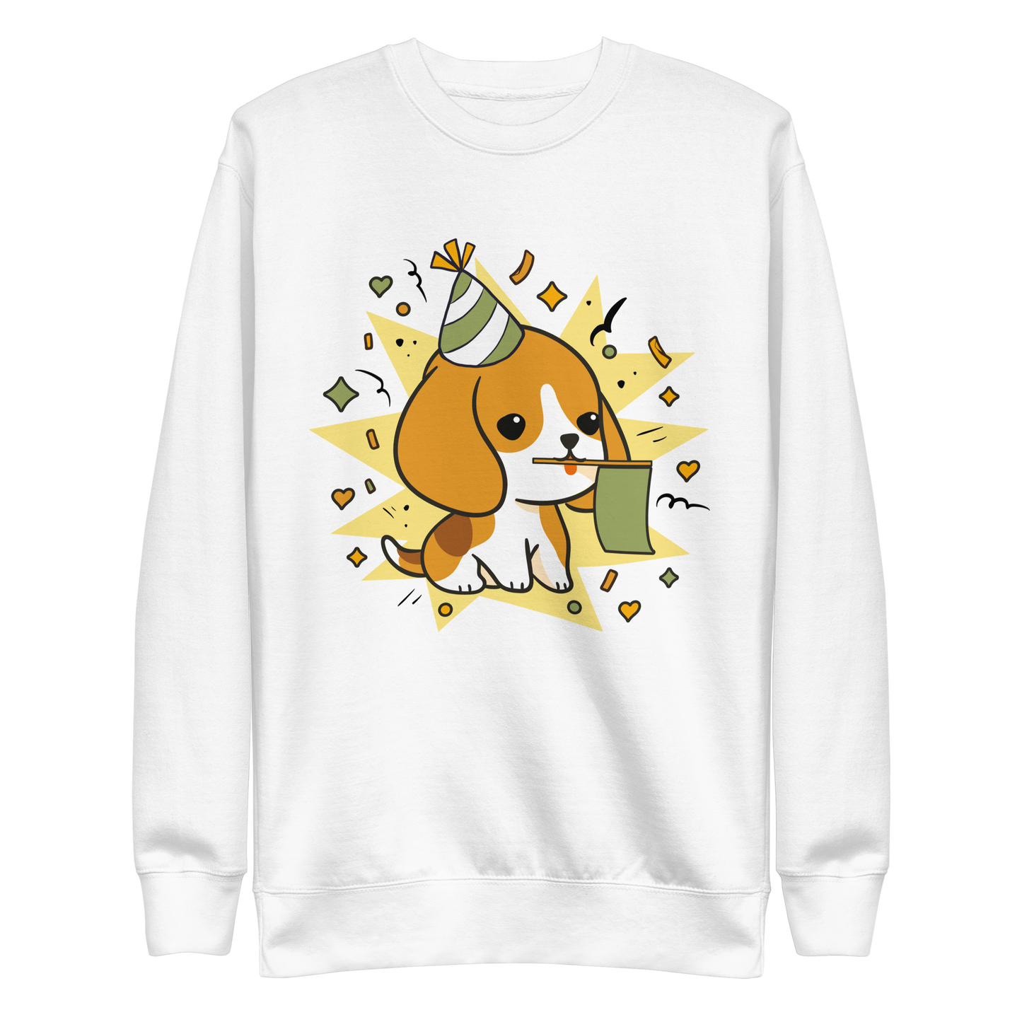 Cute celebrating beagle dog | Unisex Premium Sweatshirt