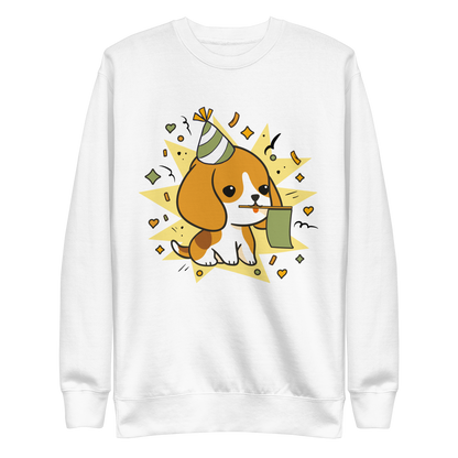 Cute celebrating beagle dog | Unisex Premium Sweatshirt