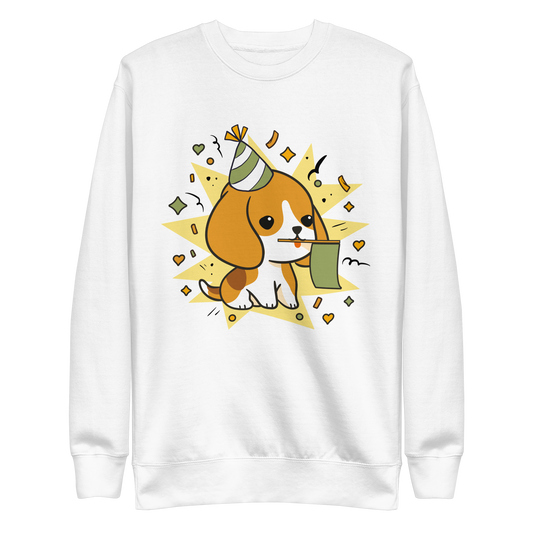 Cute celebrating beagle dog | Unisex Premium Sweatshirt