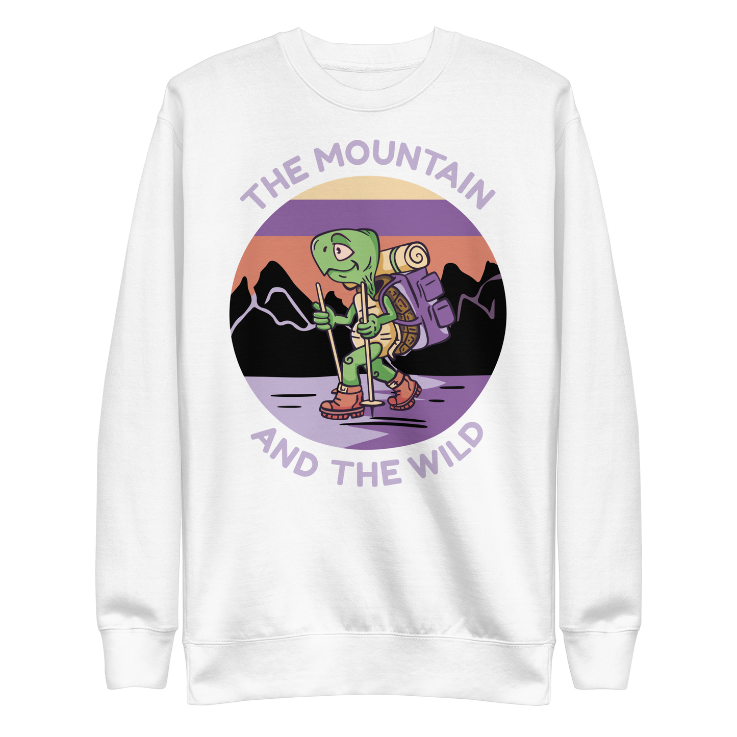 Turtle cartoon animal hiking | Unisex Premium Sweatshirt