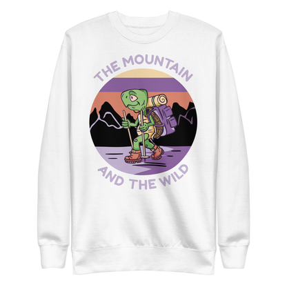 Turtle cartoon animal hiking | Unisex Premium Sweatshirt