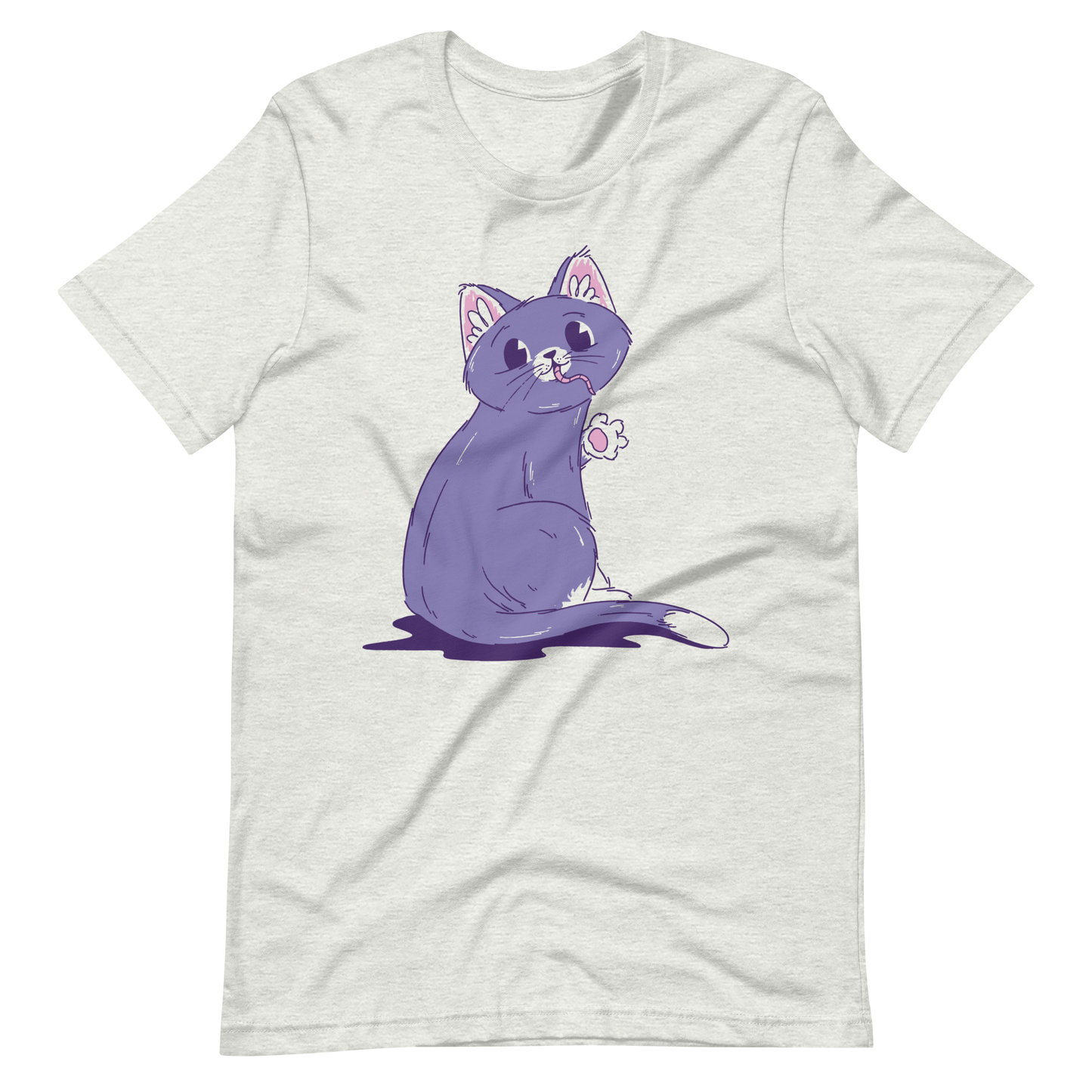 Purple cat eating mouse | Unisex t-shirt