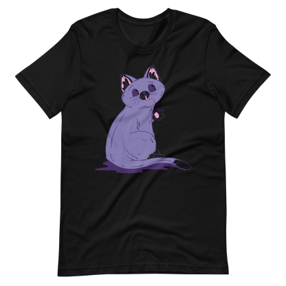 Purple cat eating mouse | Unisex t-shirt