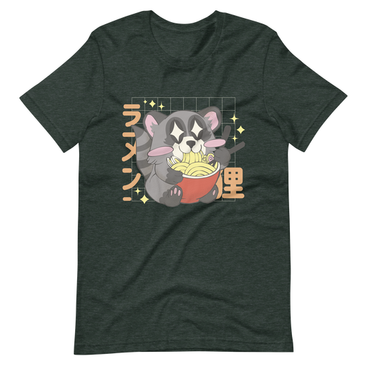 Kawaii raccoon eating ramen | Unisex t-shirt