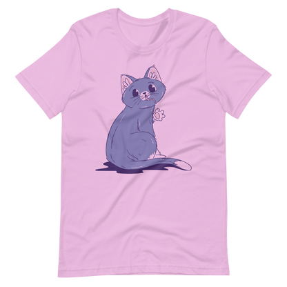 Purple cat eating mouse | Unisex t-shirt