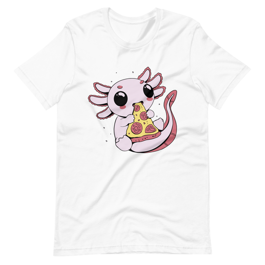 Cute axolotl eating pizza | Unisex t-shirt