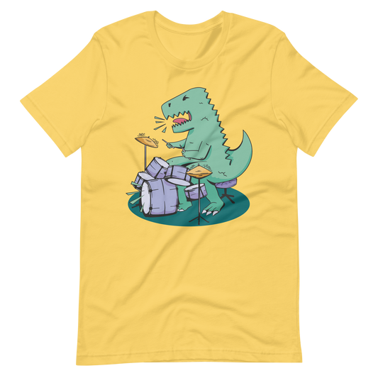 T-rex dinosaur playing drums | Unisex t-shirt