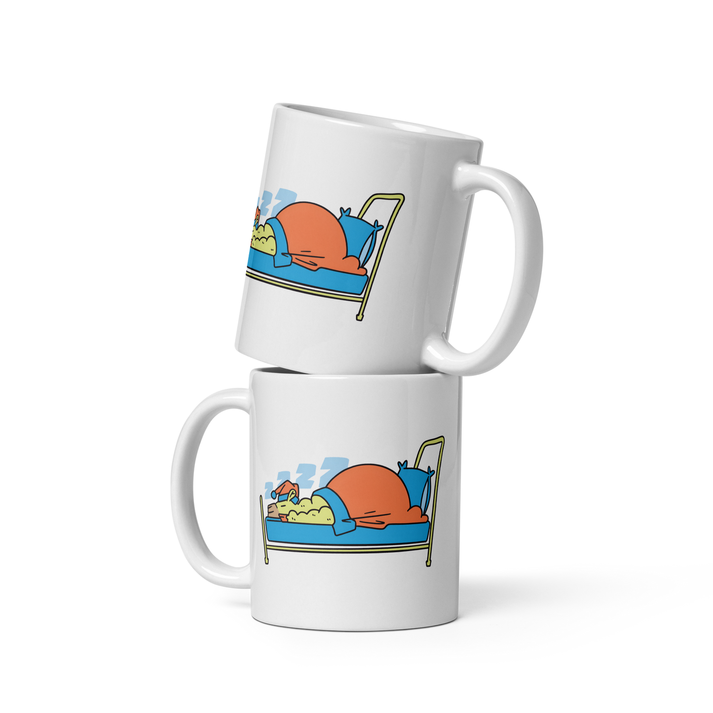 Alpaca sleeping cartoon | White glossy mug
