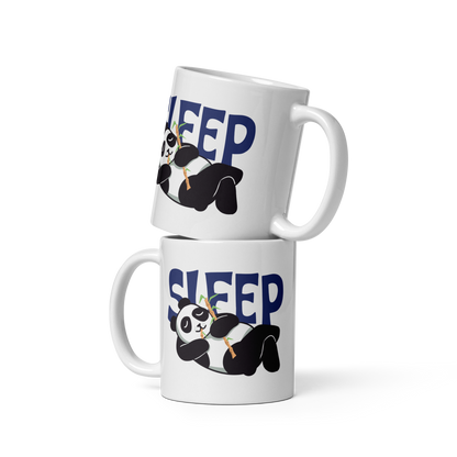 Sleep shirt panda | White glossy mug