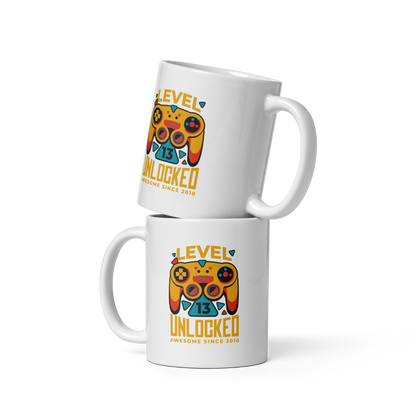 Joystick level 13 gaming | White glossy mug