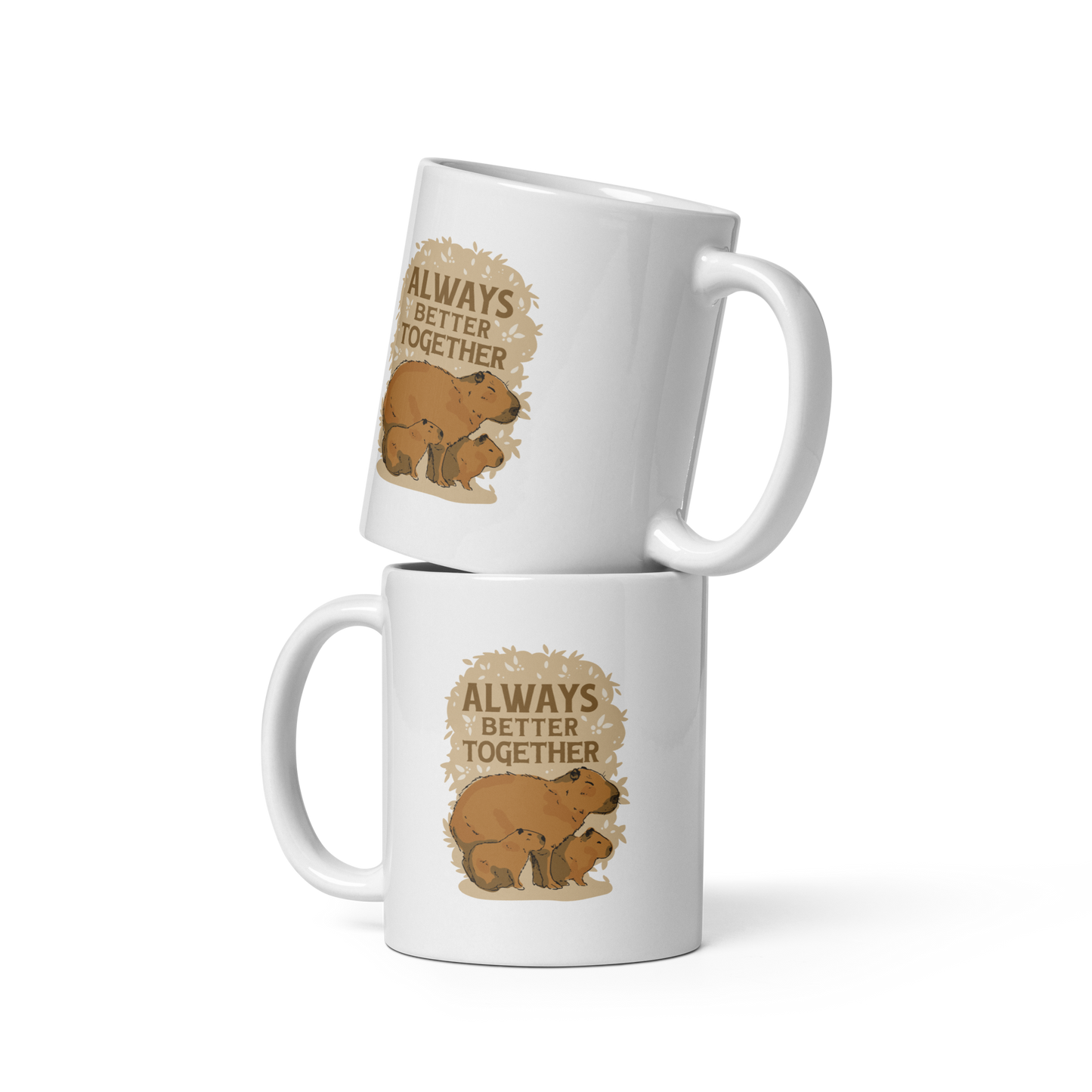 Capybara family quote | White glossy mug
