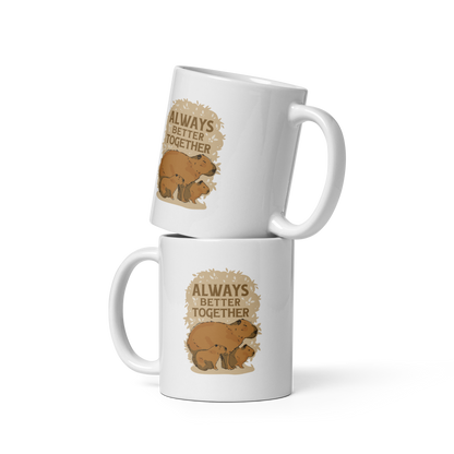 Capybara family quote | White glossy mug